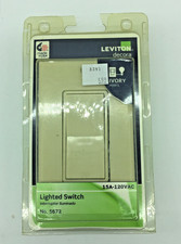 Leviton Decora Single Pole Grounding Lighted Rocker Switch, White, 15A-120V, Model 104-05611-2WS, listing 3