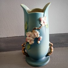 Roseville Pottery Apple Blossom Blue Two-Handled Jardiniere
