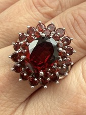 Antique Bohemian Garnet & Seed Pearl Floral Cluster Ring — listing 4