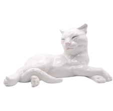 Vintage Porcelain Long-Neck Cat Figurine with Pink Bow and Gold Trim — listing 2