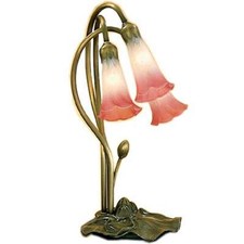 Three-Light Pond Lily Table Lamp with Bronzed Metal Base and Tulip Glass Shades — listing 3