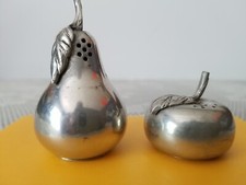 Vintage Figural Pewter Apple & Pear Salt and Pepper Shaker Set — listing 4