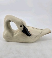 Carved Wooden Swan Decoy with Crackle-Painted Finish — listing 4