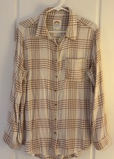 C&C California Plaid Herringbone Button-Up Flannel Shirt, Size L — listing 2