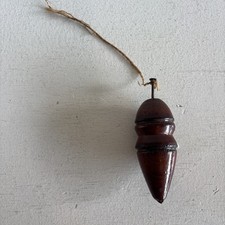 Antique Wooden Turned Plumb Bob with Iron Screw Tip and Green Paint Traces — listing 5