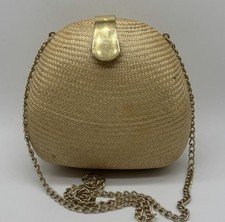 1960s Woven Straw Handbag with Dyed Shell Floral Décor and Raffia Embroidery — listing 6
