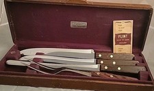 Vintage EKCO Flint Carving Set with Faux-Stag Handles in Green Presentation Box — listing 2
