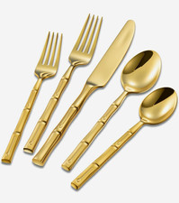 Vintage Stainless Steel Bamboo-Pattern Flatware Set (Forks, Knives, Spoons) — listing 2