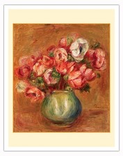 Framed Reproduction Print of Renoir 'Anemones' Floral Still Life on Canvas, Ornate Gold Frame — listing 4
