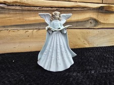 Lladró Porcelain Angel Tree Topper Figurine, Angel Holding Music Scroll, Blue Robe — listing 6