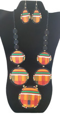 Handmade Fabric Statement Bib Necklace, Recycled Textile Strips, Blue Gray Teal — listing 3