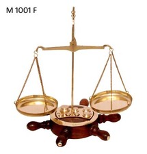 Antique European Hand-Held Brass Balance Scale with Twin Pans on Chains — listing 3