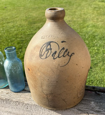 Antique Stoneware Whiskey Jug with Brown Albany Slip Glaze, Beehive Form — listing 6