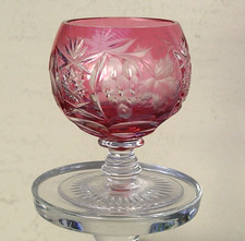 Set of 4 Vintage Cranberry Glass Miniature Brandy Snifters / Cordial Glasses — listing 3