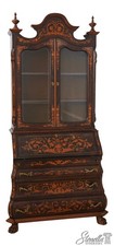 Italian Marquetry Inlaid Secretary Bookcase / Drop-Front Bureau