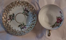 Princess China Hand Painted Occupied Japan Saucer with Burgundy & Gold Design — listing 2