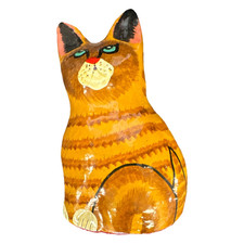 Hand-Painted Wooden Round Step Stool with Folk Art Cats and Birdhouses — listing 6