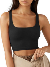 Black Short-Sleeve Ribbed Scoop-Neck Crop Top, Size XL