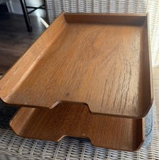 Mid-Century Modern 2-Drawer Wood File Cabinet with Sculpted Wood Pulls — listing 4