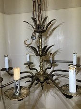 Vintage Hollywood Regency 10-Light Brass & Crystal Chandelier 24" x 20" — listing 2