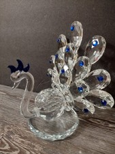 Art Glass Peacock Figurine / Sculpture with Fanned Tail Feathers — listing 4