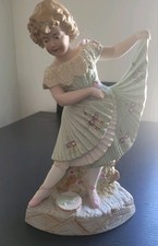 Bisque Porcelain Figurine of a Young Girl with Lamb and Bird — listing 4
