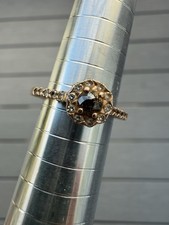 White Gold Halo Engagement Ring with Champagne/Cognac Center Stone and Diamond Accents