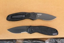 Kershaw Blur Linerlock A/O Folding Pocket Knife, Black Serrated Blade