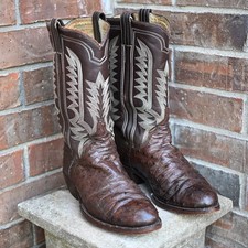 M.L. Leddy's Handmade Full Quill Ostrich Cowboy Boots, Brown, Men's Size 9.5 — listing 4