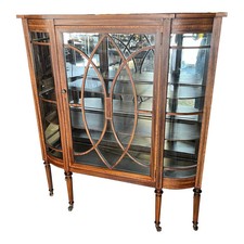 Berkey & Gay Antique Two-Door Cabinet / Chifferobe with Turned Fluted Legs and Burl Panels