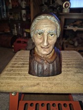 Pair of Hand-Carved Wooden Busts, Native/Indigenous Man and Woman on Plinths No marks at all — listing 2