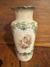 Victorian opaline cherub Antique Hand-Painted Opaline Milk Glass Vase with Cherub Cartouche & Gilt Scrollwork — listing 4