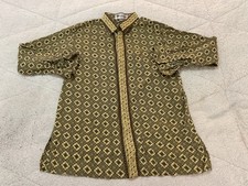 Batik Keris Men's Long-Sleeve Batik Shirt, Red/Gold/Brown Floral Print, Size 17 — listing 4