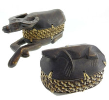 Hand-Carved Wooden Bowl with Woven Rattan/Seagrass Rim and Base Trim — listing 4