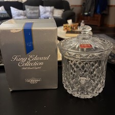 Gorham Lead Crystal Covered Biscuit Barrel / Candy Jar with Diamond & Fan Cut Pattern — listing 4