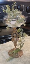 Three Winged Cherub Angels Holding Hands Around Glass Votive Tealight Candle Holder — listing 2