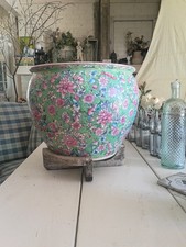 Chinese Famille Rose Porcelain Fish Bowl / Jardinière with Goldfish Interior — listing 3