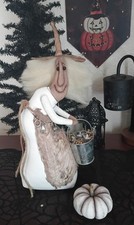 Handcrafted Folk Art Halloween Witch Figure on Crescent Moon with "Girls Night Out" Sign