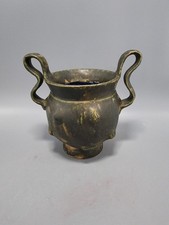 Studio Art Pottery Green-Glazed Handled Saucepan / Pipkin Bowl, Artist Signed & Dated — listing 4