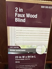 White Faux Wood Horizontal Window Blind with 2-Inch Slats and Valance Wide — listing 3