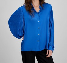 T Tahari Woman Satin Button-Front Shirt, Perfect Camel, Size 2X (NWT) — listing 6