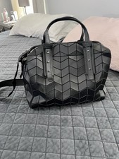 Emilio Pepe Black Geometric 3D Cube Convertible Tote Bag with Chain Strap