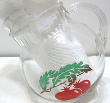 Vintage Forest Green Glass Tilt Ball Pitcher with Applied Clear Handle and Set of 6 Footed Tumblers — listing 5