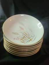 Vintage Gold Wheat Pattern Dinner Plates with Gilt Rim (Stack of Cream Ivory China)