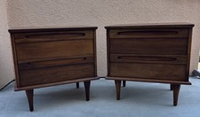 Mid-Century Modern Walnut Three-Drawer Dresser/Chest with Sculpted Wood Pulls