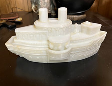 Cobalt Blue Pressed Glass "Remember the Maine" Battleship Covered Dish (Ship + Wave Base Lid) — listing 5