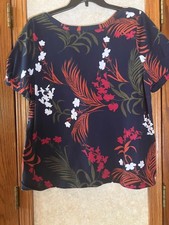 Liz Claiborne Black Metallic Floral Puff-Sleeve Knit Top, Petite XL, listing 6
