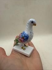 Hand-Painted Porcelain Duck Figurine with Green Fishnet (Fishscale) Pattern and Gold Beak — listing 5