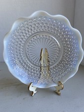 Vintage Moonstone Hobnail Opalescent Glass Two-Handled Bonbon Dish with Crimped Rim — listing 3