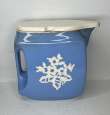 Harker Pottery Cameoware White Rose Blue Ball Pitcher — listing 2